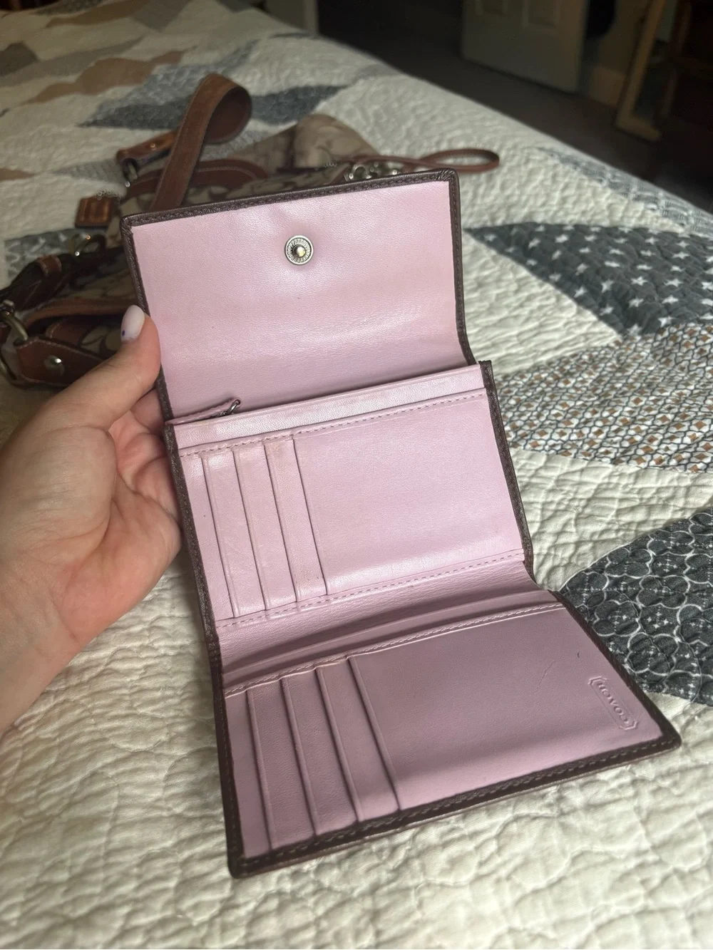 Y2K Coach wallet- Brown and pink